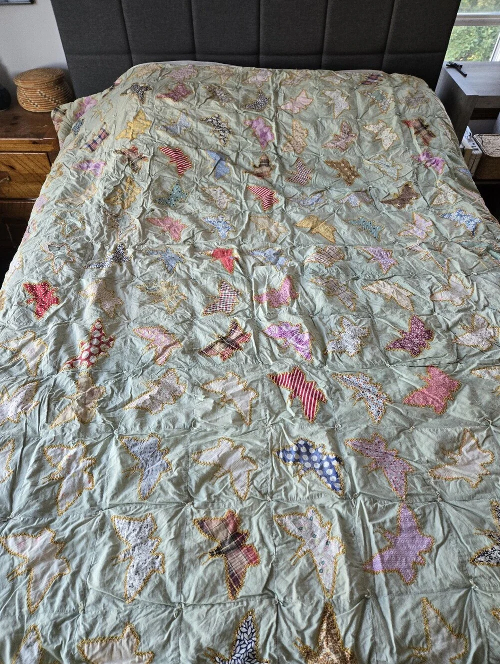 Vintage Full Butterfly Square Cotton Feedsack Quilt Distressed 84